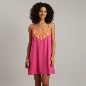 Show Me Your Mumu Satin Sequin Pink Top Or Dress Adjustable Straps Size S NWT